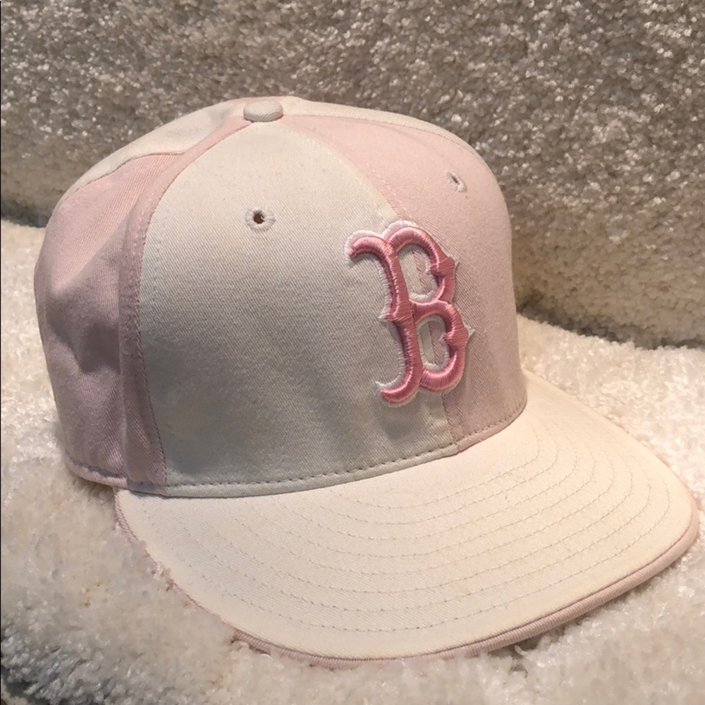 Pink and white new era Boston Red Sox hat